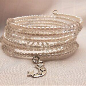 Handmade jewelry set with memory wire bracelets and earrings